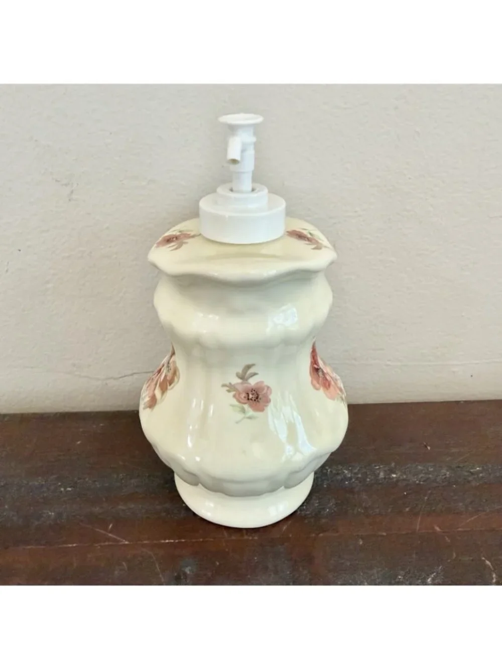 Vintage Athena California Floral Ceramic Pitcher Soap Dispenser Cottagecore